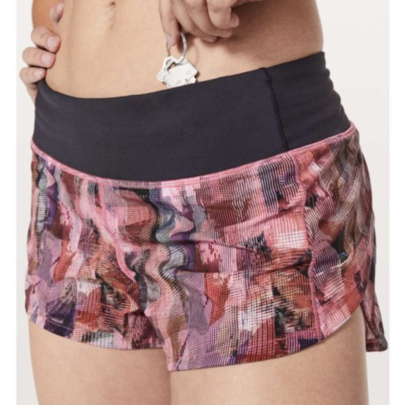 LULULEMON Speed Short with Liner Size 6 Black Pink - Picture 2 of 6